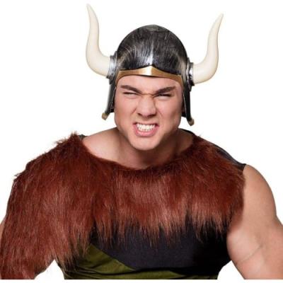 Mega Boynuzlu Viking Ivar Kaskı Eskitilmiş Desen Gümüş Renk